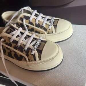 Dior Kids Beige and Black Patterned Sneakers